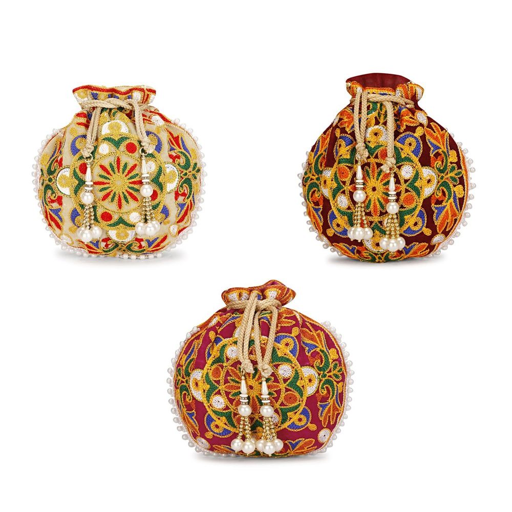 Indian Ethnic Polti Bags Reutrn Gift, Potli Bags Wedding, Potli Bags :P